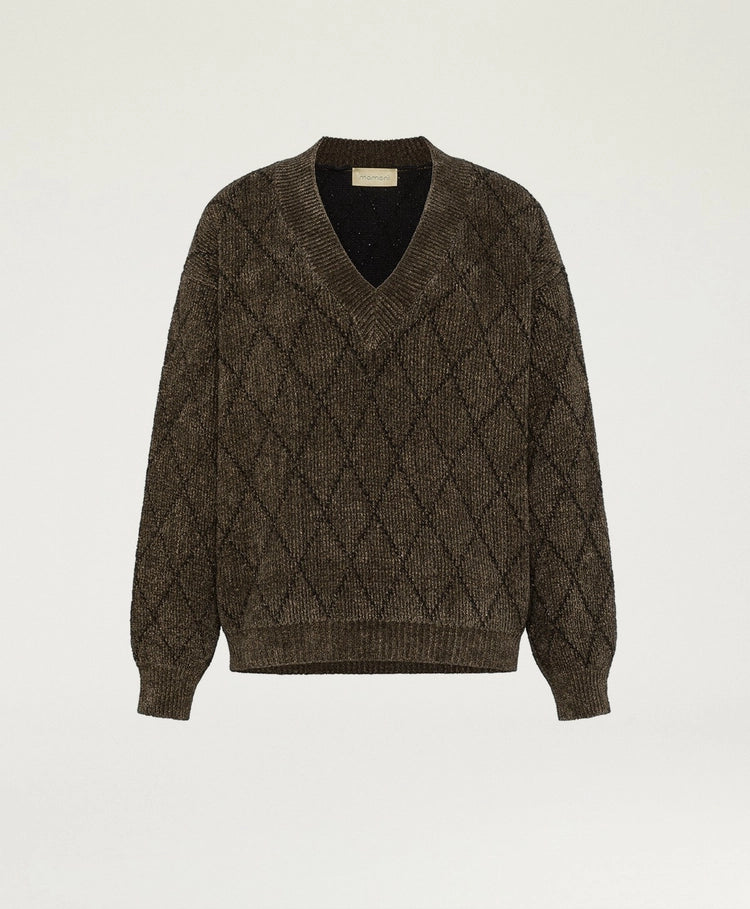 ORKNEY SWEATER IN JACQUARD - BEIGE/BLACK