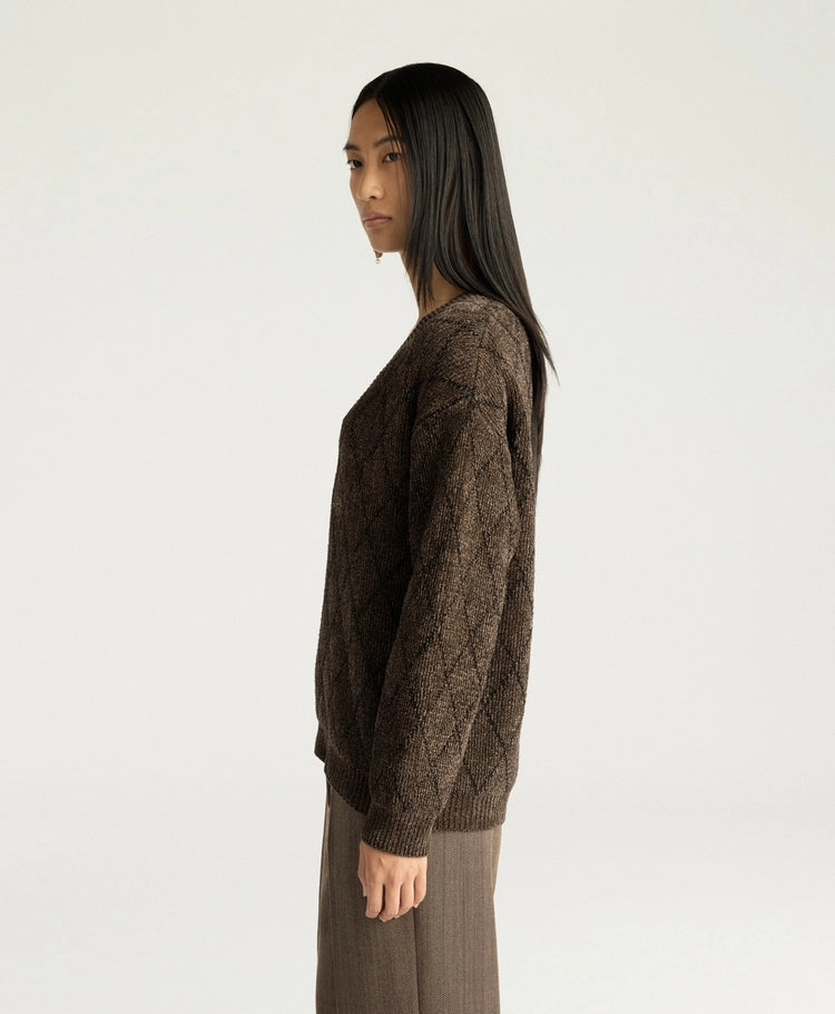ORKNEY SWEATER IN JACQUARD - BEIGE/BLACK