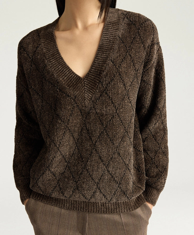 ORKNEY SWEATER IN JACQUARD - BEIGE/BLACK