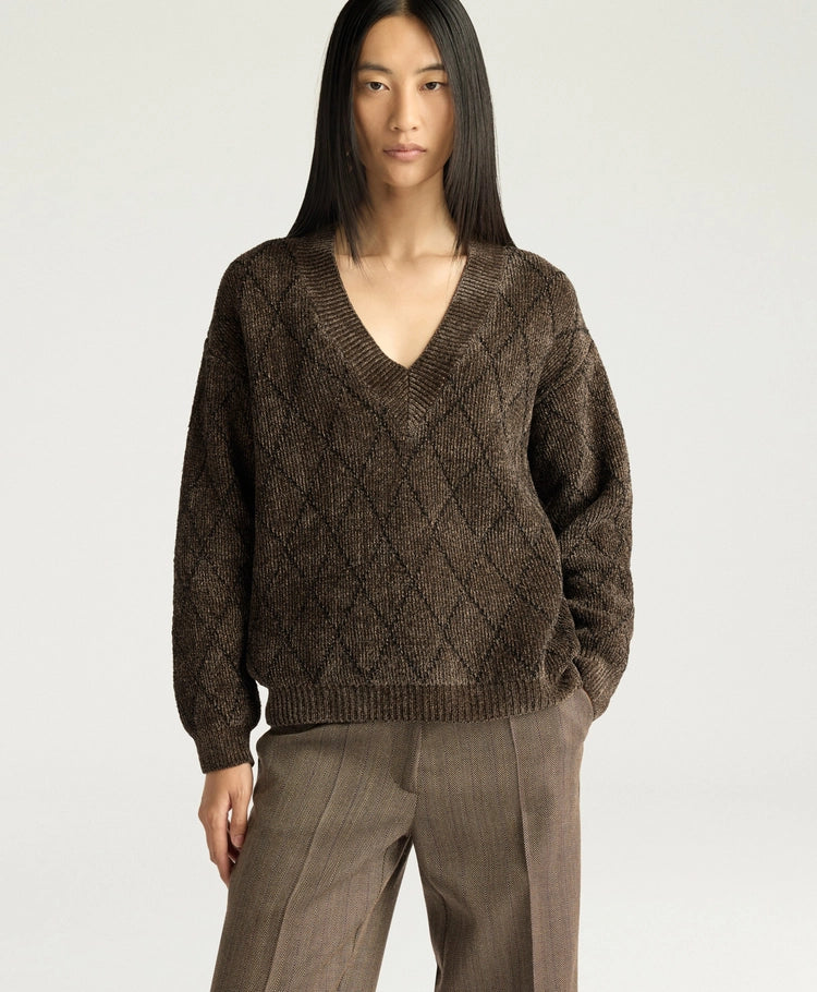 ORKNEY SWEATER IN JACQUARD - BEIGE/BLACK