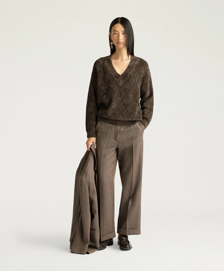 ORKNEY SWEATER IN JACQUARD - BEIGE/BLACK