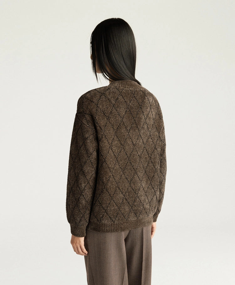 ORKNEY SWEATER IN JACQUARD - BEIGE/BLACK