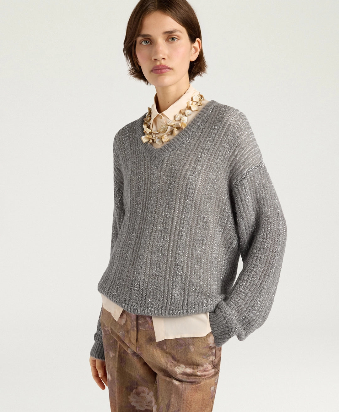 ADA SWEATER IN MOHAIR/SEQUINS - GUNMETAL GRAY