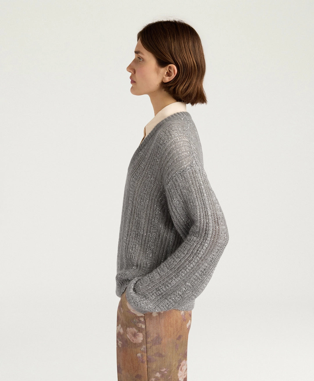 ADA SWEATER IN MOHAIR/SEQUINS - GUNMETAL GRAY