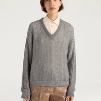 ADA SWEATER IN MOHAIR/SEQUINS - GUNMETAL GRAY