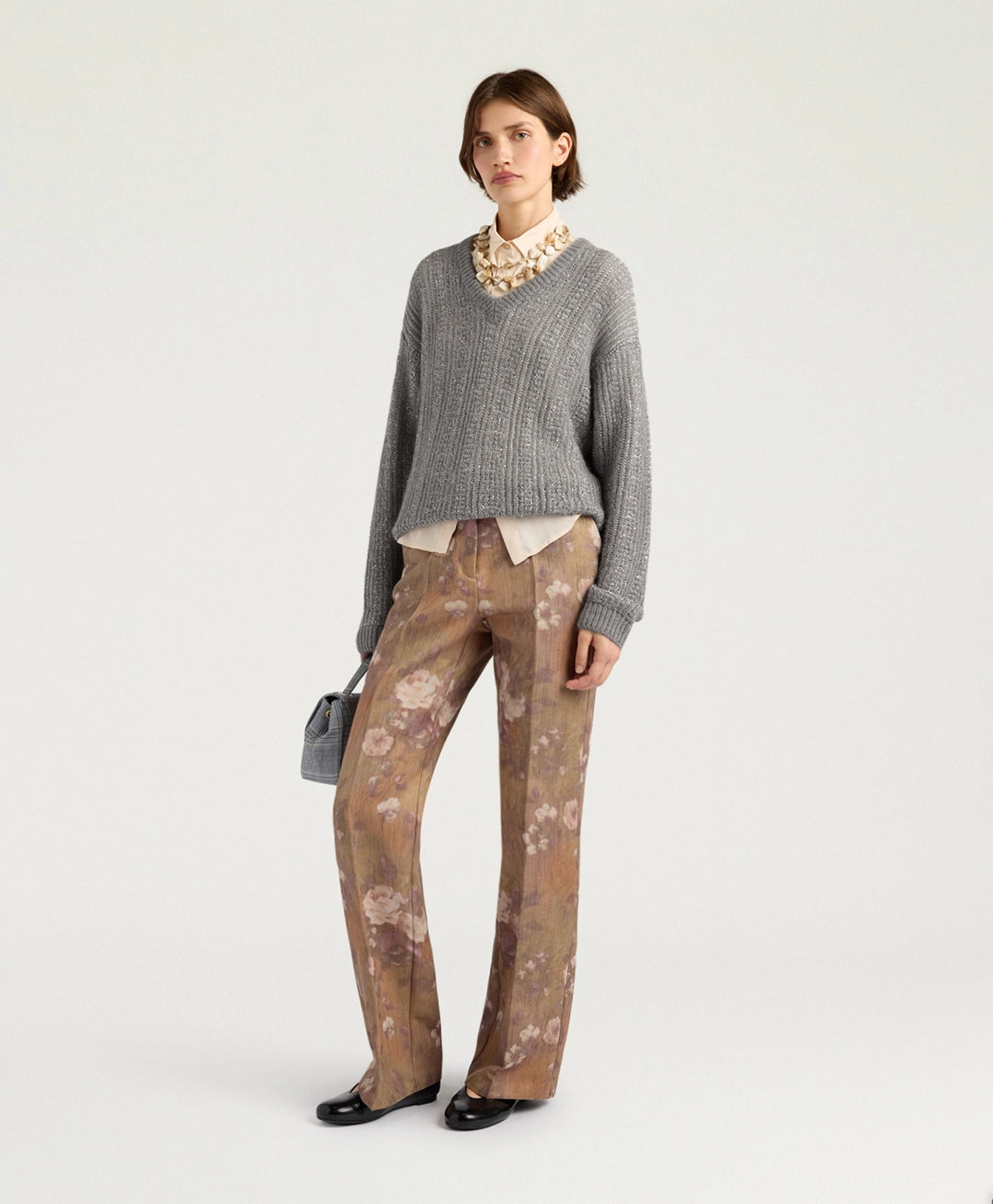 ADA SWEATER IN MOHAIR/SEQUINS - GUNMETAL GRAY