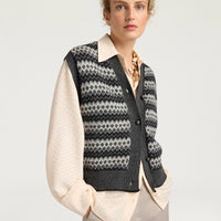 THYME GILET IN JACQUARD - GREY MULTICOLOR