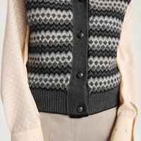 THYME GILET IN JACQUARD - GREY MULTICOLOR