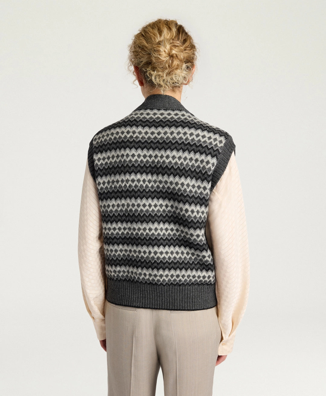 THYME GILET IN JACQUARD - GREY MULTICOLOR