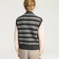 THYME GILET IN JACQUARD - GREY MULTICOLOR