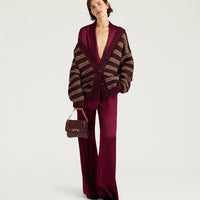 SELWIN CARDIGAN IN JACQUARD - BURGUNDY MULTICOLOR
