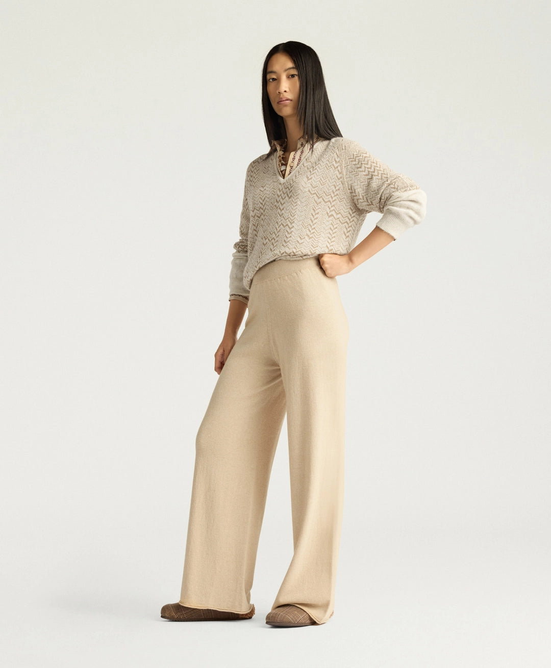 CARAMEL SWEATER IN WOOL/CASHMERE - SAND