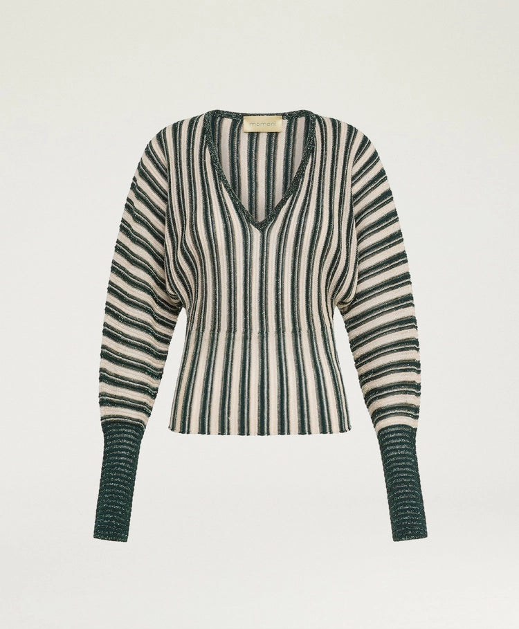 BASIL MULTISTRIPED LUREX TOP - CREAM MULTICOLOR