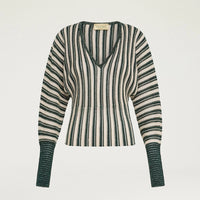 BASIL MULTISTRIPED LUREX TOP - CREAM MULTICOLOR