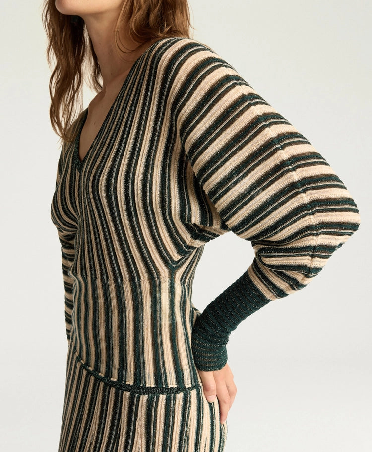 BASIL MULTISTRIPED LUREX TOP - CREAM MULTICOLOR