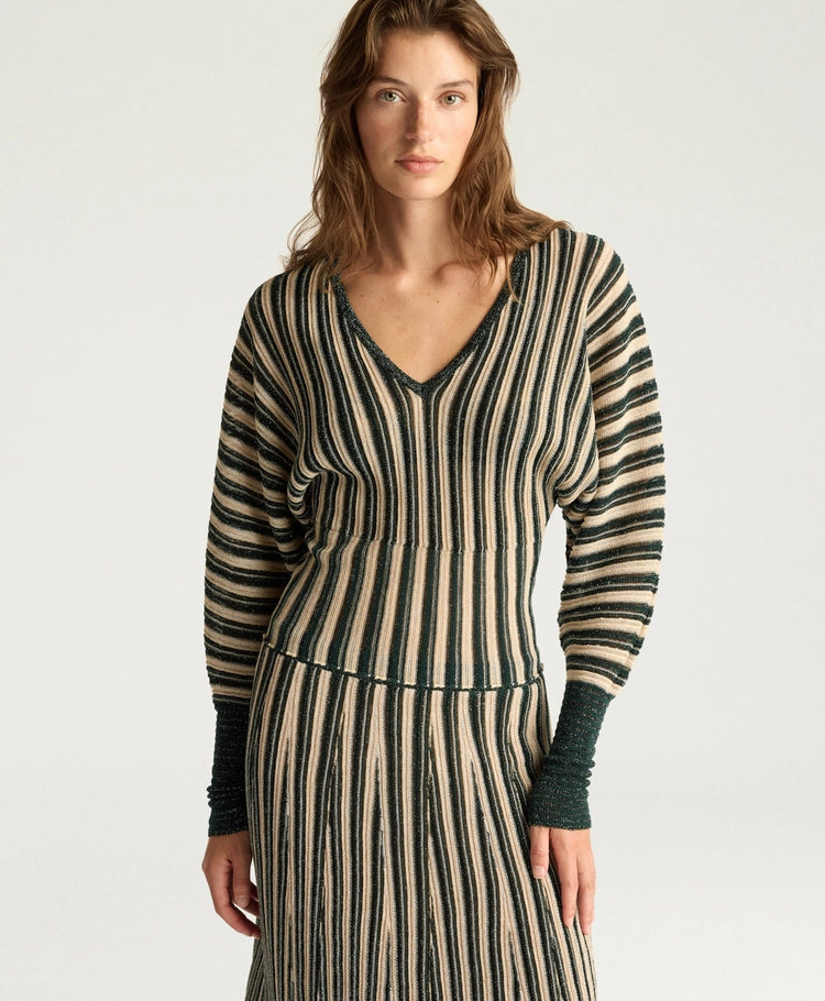 BASIL MULTISTRIPED LUREX TOP - CREAM MULTICOLOR