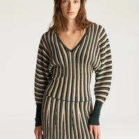 BASIL MULTISTRIPED LUREX TOP - CREAM MULTICOLOR