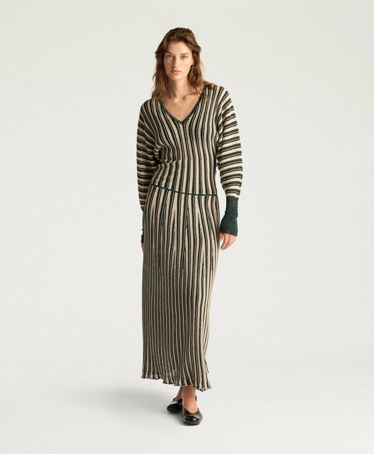 BASIL MULTISTRIPED LUREX TOP - CREAM MULTICOLOR