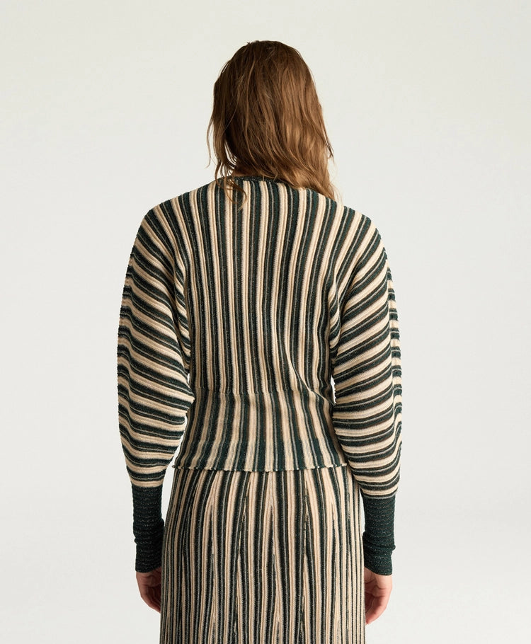 BASIL MULTISTRIPED LUREX TOP - CREAM MULTICOLOR