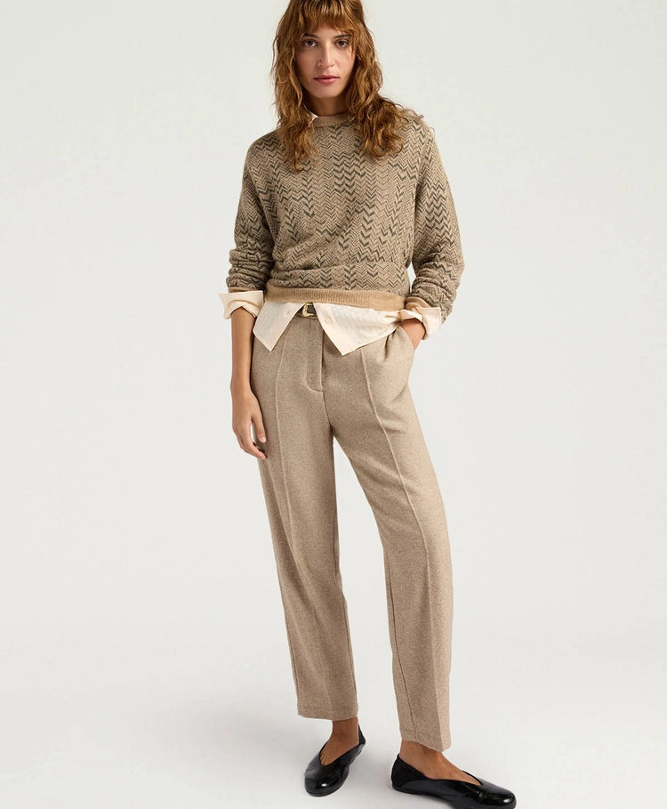 MATTHIEU PANTS IN CHEVRON WOOL - BEIGE