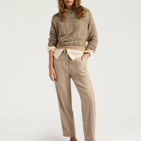 MATTHIEU PANTS IN CHEVRON WOOL - BEIGE