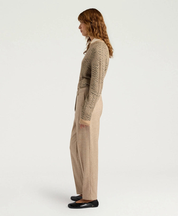 MATTHIEU PANTS IN CHEVRON WOOL - BEIGE