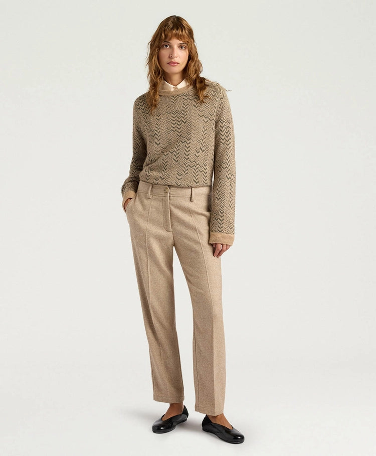 MATTHIEU PANTS IN CHEVRON WOOL - BEIGE