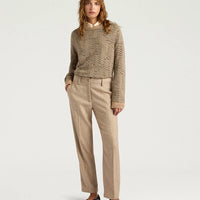 MATTHIEU PANTS IN CHEVRON WOOL - BEIGE