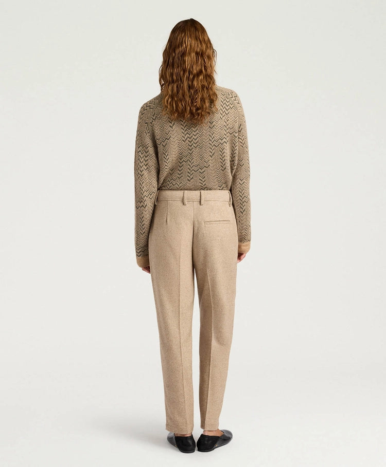 MATTHIEU PANTS IN CHEVRON WOOL - BEIGE