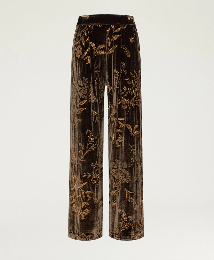 PASCAL PANTS IN EMBROIDERED VELVET - BROWN