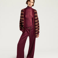 WILDE PANTS IN STRETCH VISCOSE SATIN - WINE RED