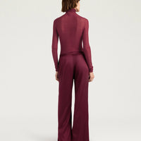 WILDE PANTS IN STRETCH VISCOSE SATIN - WINE RED