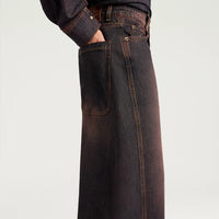 NOTTINGHAM PANTS IN 12 OZ STONE WASHED DENIM - WINE RED