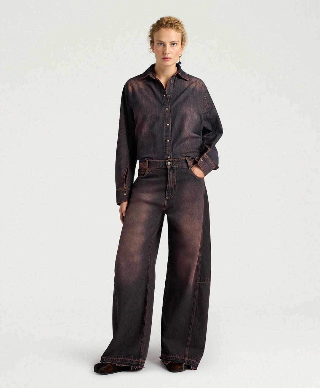 NOTTINGHAM PANTS IN 12 OZ STONE WASHED DENIM - WINE RED