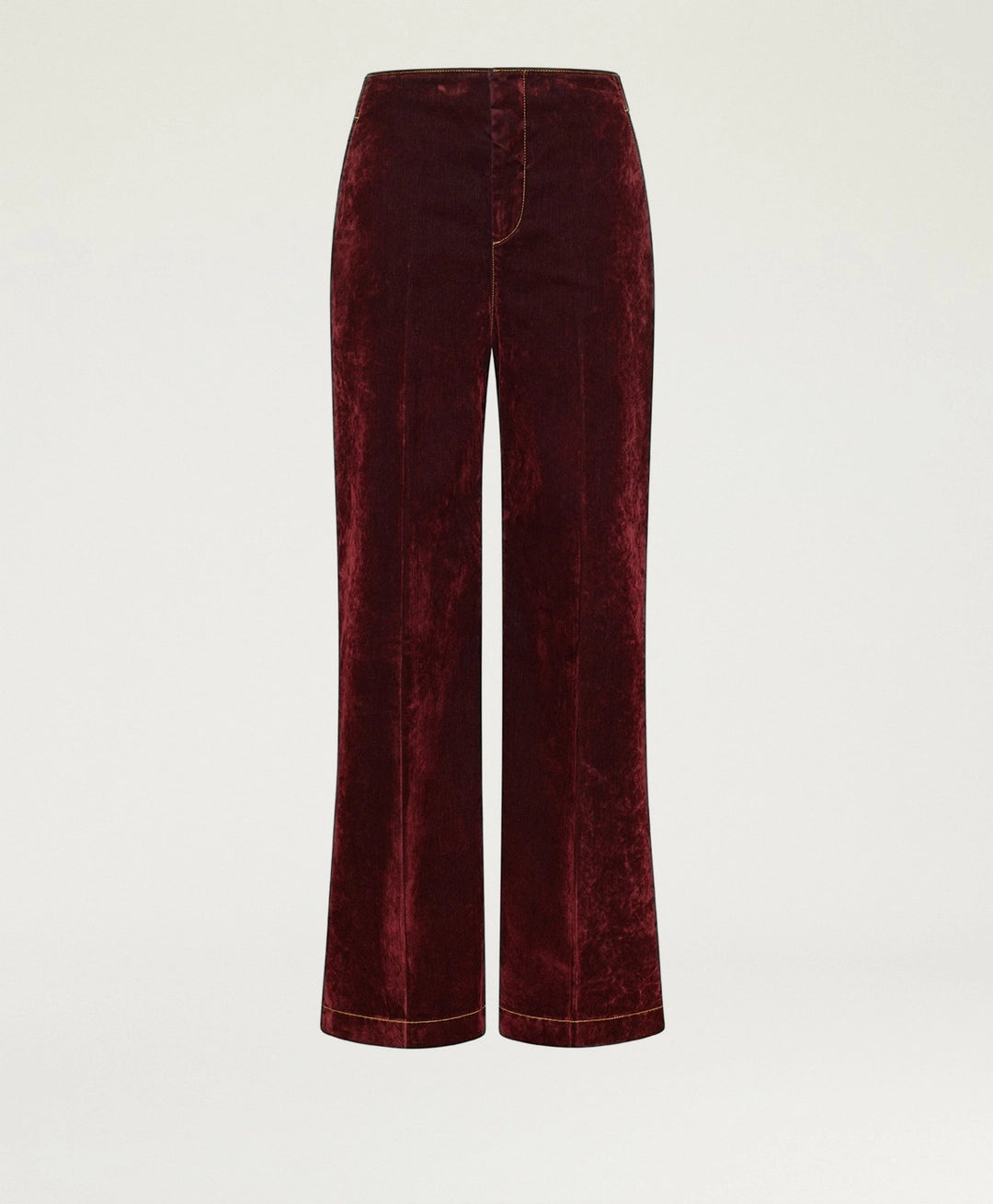 EDIMBURGO PANTS IN STRETCH FLOCKED DENIM - WINE RED