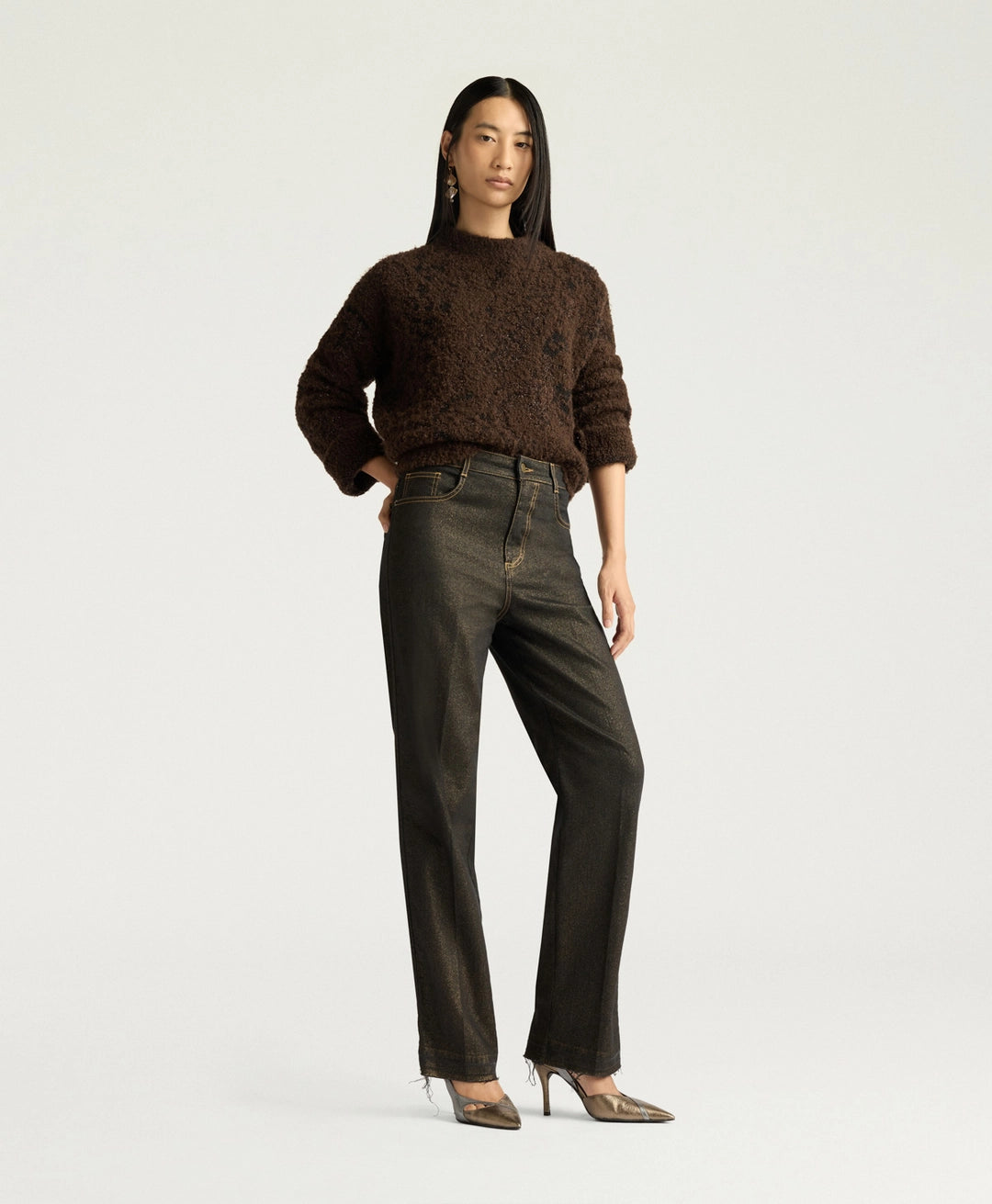 KEATS PANTS IN 10 OZ LAMINATED DENIM - GOLD