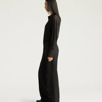 BENJAMIN PANTS IN SOLID COLOUR CHEVRON WOOL - BLACK