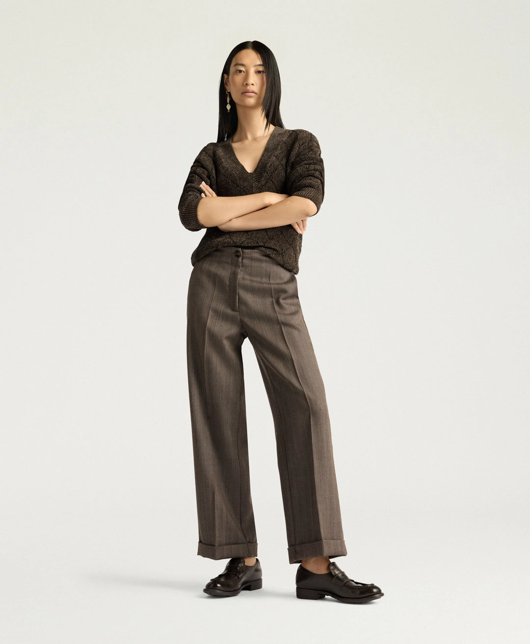 ETHAN PANTS IN SHETLAND GRISAILLE WOOL - TOBACCO MULTICOLOR