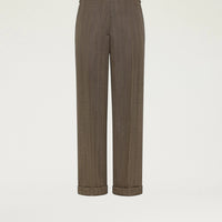 ETHAN PANTS IN SHETLAND GRISAILLE WOOL - TOBACCO MULTICOLOR