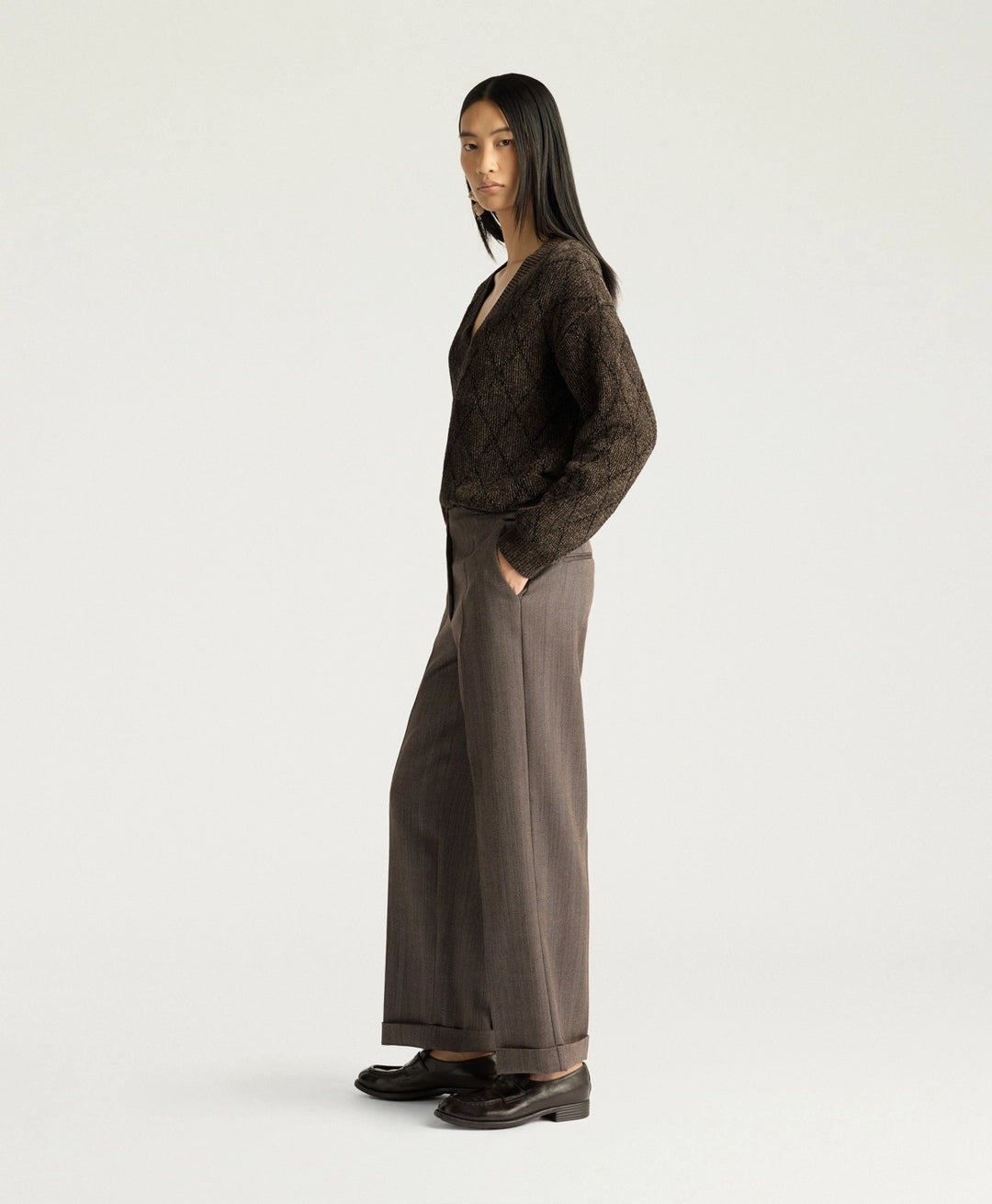 ETHAN PANTS IN SHETLAND GRISAILLE WOOL - TOBACCO MULTICOLOR