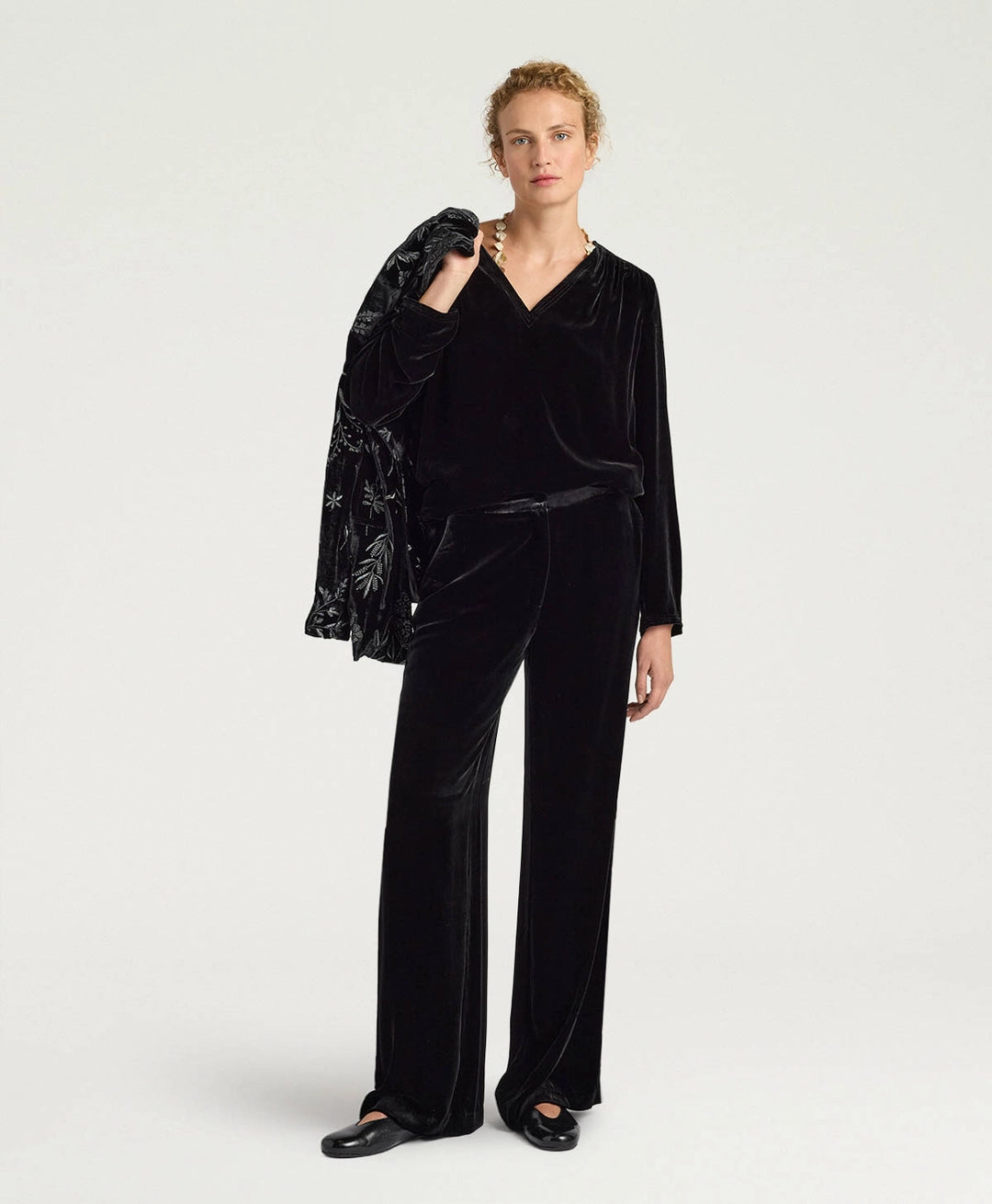 OLIVER PANTS IN SMOOTH VELVET - BLACK