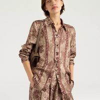 ARLES SHIRT IN PRINTED JACQUARD VISCOSE - BURGUNDY MULTICOLOR