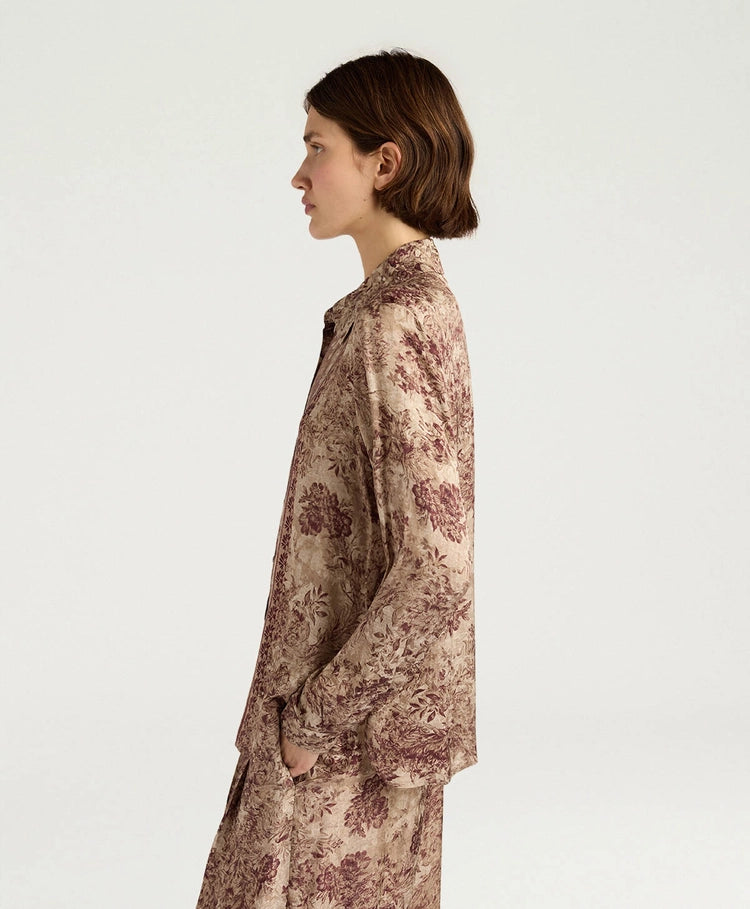 ARLES SHIRT IN PRINTED JACQUARD VISCOSE - BURGUNDY MULTICOLOR