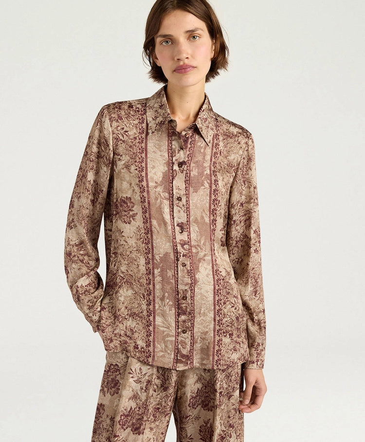ARLES SHIRT IN PRINTED JACQUARD VISCOSE - BURGUNDY MULTICOLOR