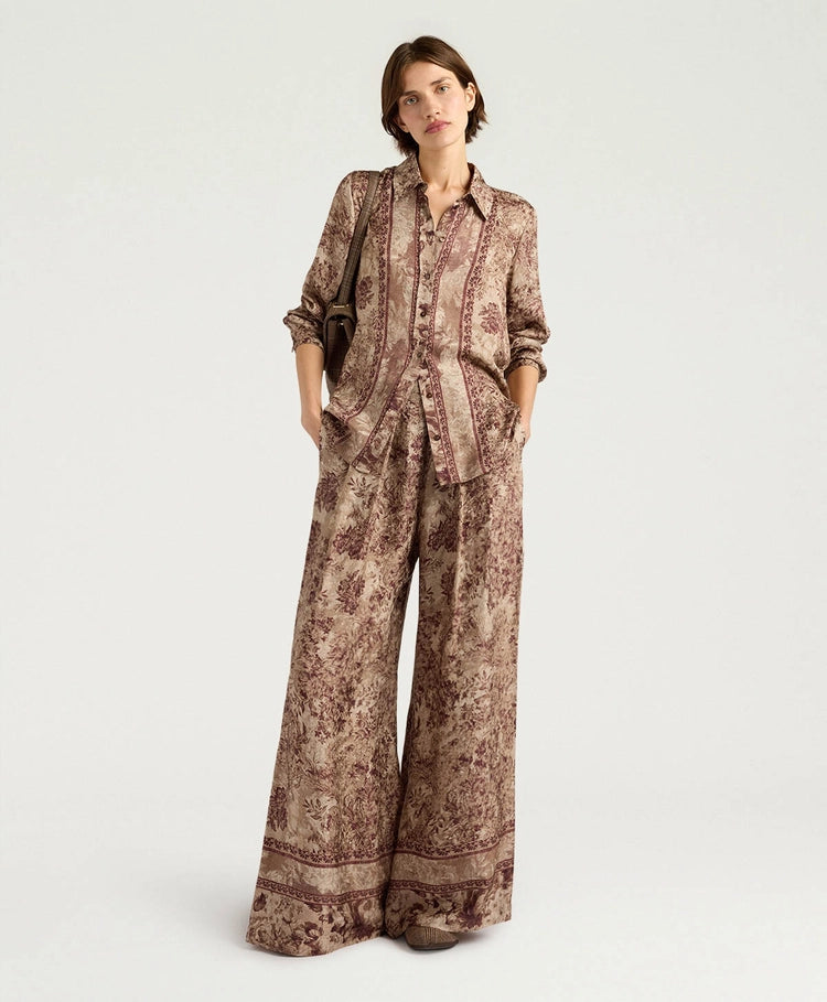 ARLES SHIRT IN PRINTED JACQUARD VISCOSE - BURGUNDY MULTICOLOR