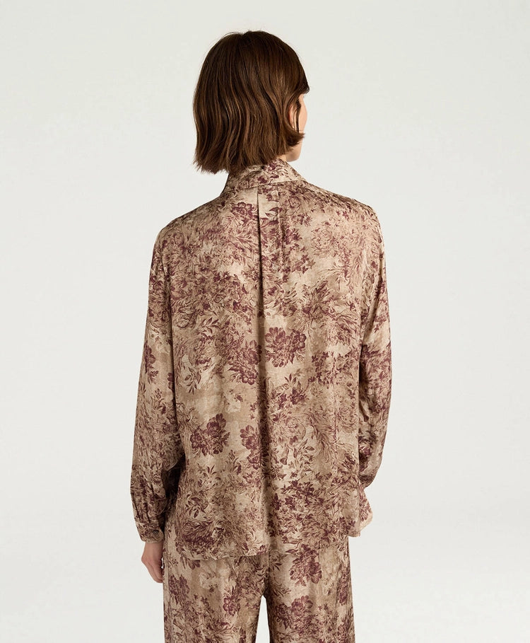 ARLES SHIRT IN PRINTED JACQUARD VISCOSE - BURGUNDY MULTICOLOR