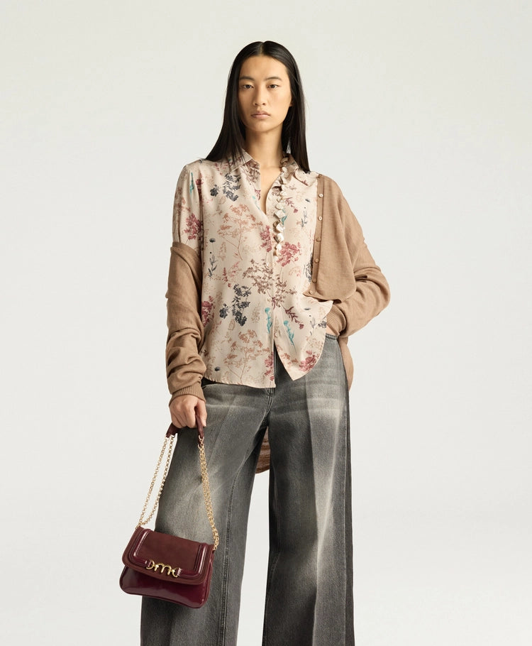 MEUDON SHIRT IN PRINTED CREPE DE CHINE - BEIGE MULTICOLOR