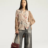 MEUDON SHIRT IN PRINTED CREPE DE CHINE - BEIGE MULTICOLOR