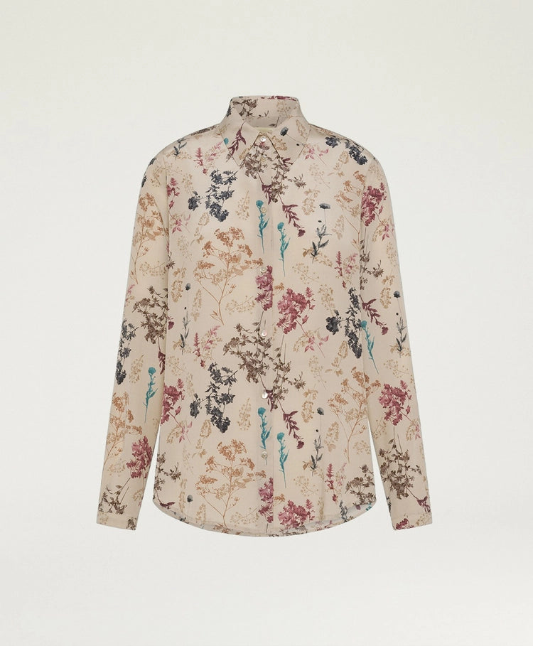 MEUDON SHIRT IN PRINTED CREPE DE CHINE - BEIGE MULTICOLOR