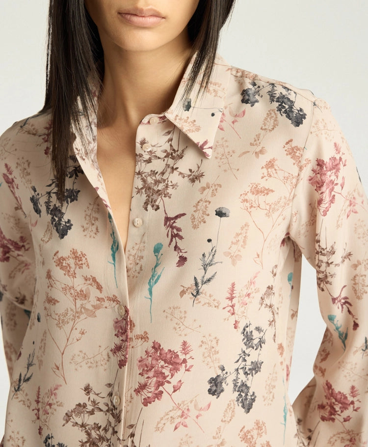 MEUDON SHIRT IN PRINTED CREPE DE CHINE - BEIGE MULTICOLOR